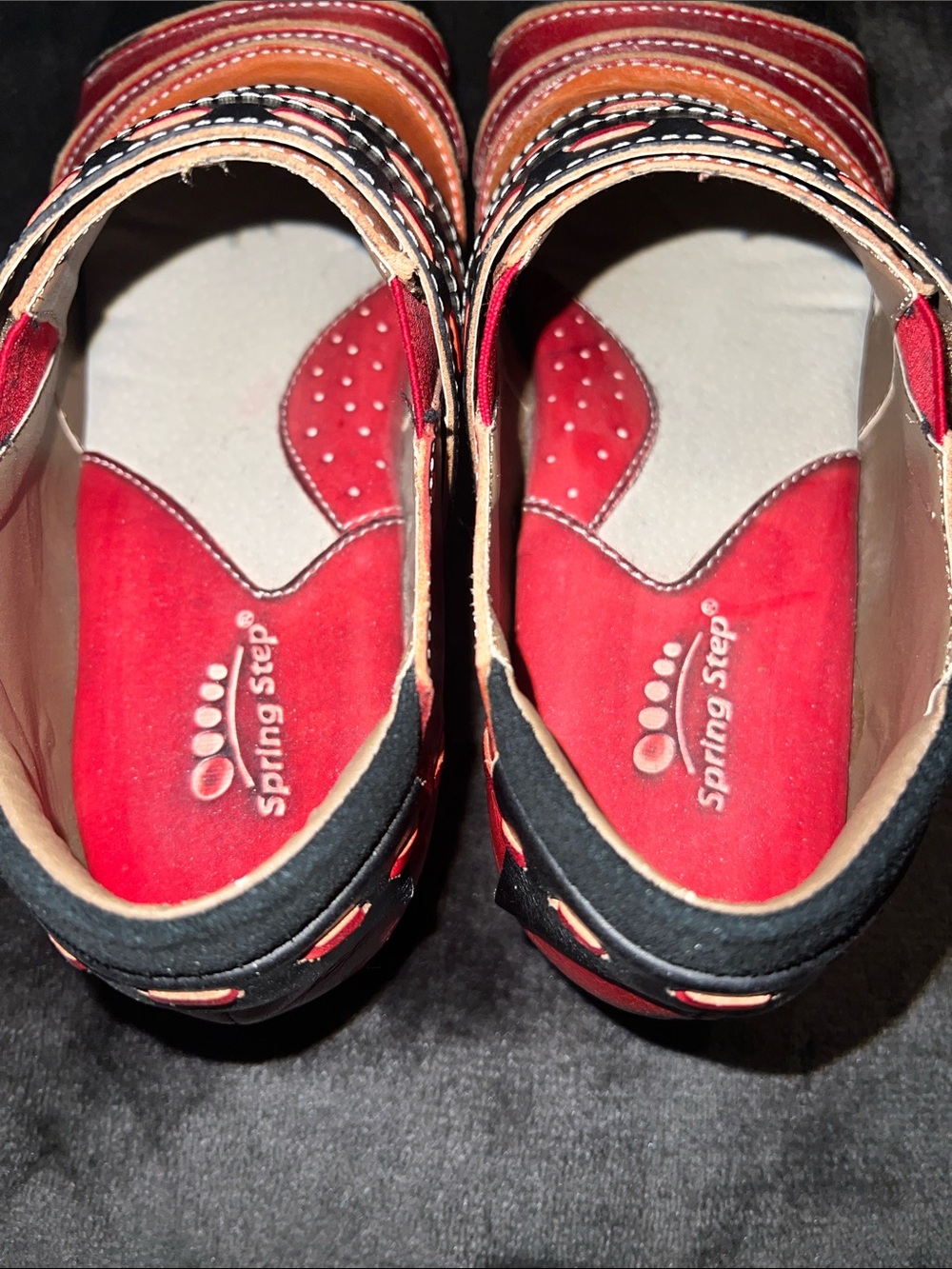 Spring Step Red, Black & Brown/Orange Leather Slip-Ons - Picture 6 of 9